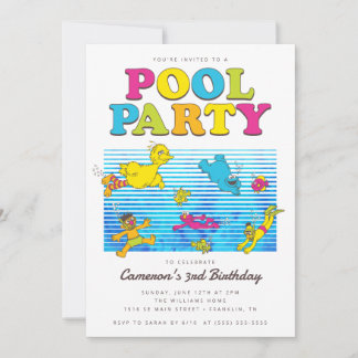 Sesamstraße | Schwimmbad Party Sommerschwimmbad Ge Einladung