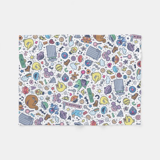 Sesamstraße | Sesame Pals Doodle Muster Fleecedecke (Vorderseite (Horizontal))