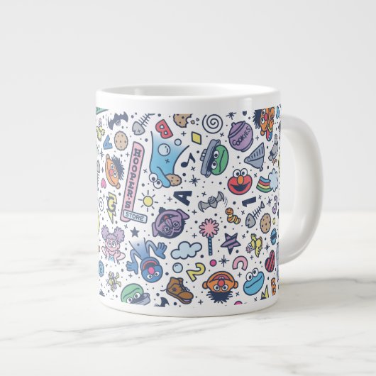 Sesamstraße | Sesame Pals Doodle Muster Jumbo-Tasse (Vorderseite Rechts)