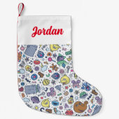 Sesamstraße | Sesame Pals Doodle Muster Kleiner Weihnachtsstrumpf (Vorderseite)