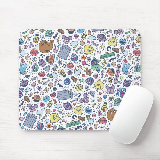 Sesamstraße | Sesame Pals Doodle Muster Mousepad (Mit Mouse)