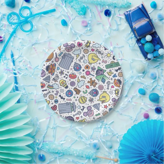 Sesamstraße | Sesame Pals Doodle Muster Pappteller (Party)