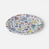 Sesamstraße | Sesame Pals Doodle Muster Pappteller (Schrägansicht)