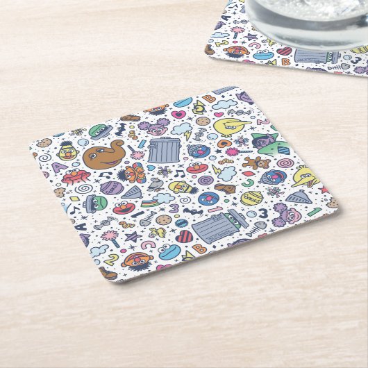 Sesamstraße | Sesame Pals Doodle Muster Rechteckiger Pappuntersetzer (angewinkelt)