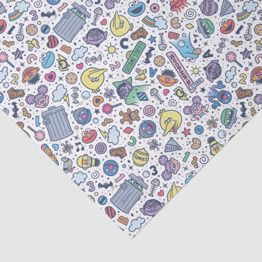 Sesamstraße | Sesame Pals Doodle Muster Seidenpapier (Ausschnitt)