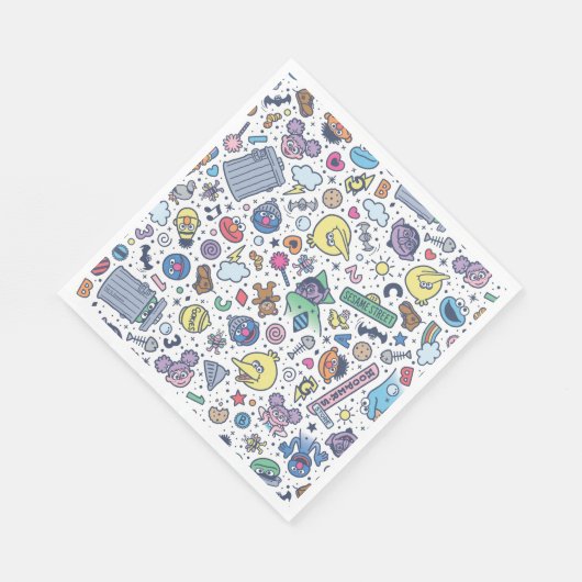Sesamstraße | Sesame Pals Doodle Muster Serviette (Ecke)