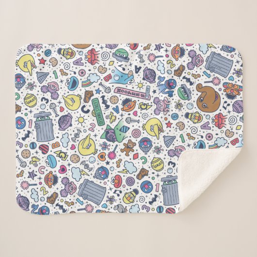 Sesamstraße | Sesame Pals Doodle Muster Sherpadecke (Vorderseite (Horizontal))