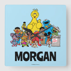 Sesamstraße Sesampfel Ihren Namen hinzufügen Quadratische Wanduhr