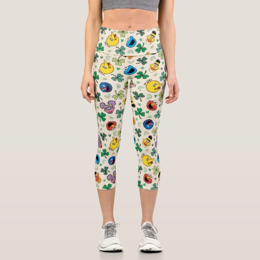 Sesamstraße St. Patrick's Day Pattern Capri Leggings (Vorderseite)