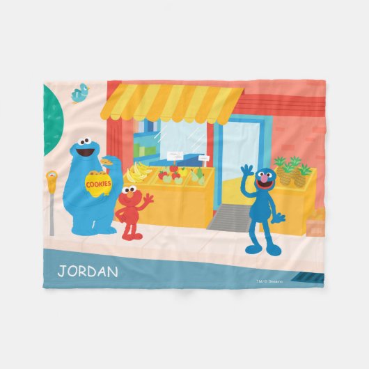 Sesamstraße | Street Scene Fleecedecke (Vorderseite (Horizontal))