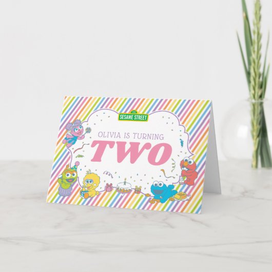 Sesamstraße| Streifen am zweiten Geburtstag Karte (Vorderseite)