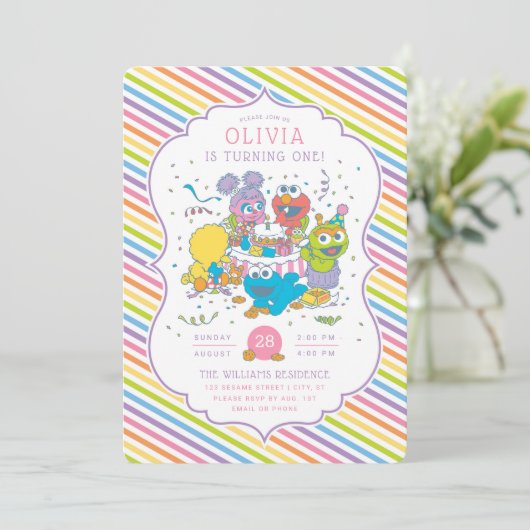 Sesamstraße | Streifenjunges Einladung (Stehend Vorderseite)