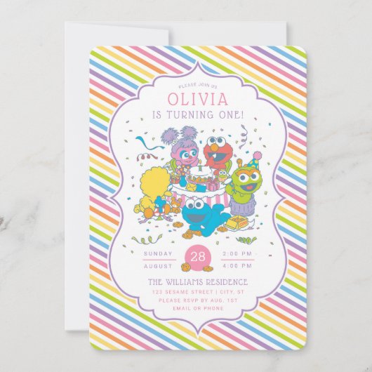 Sesamstraße | Streifenjunges Einladung (Vorderseite)