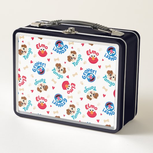 Sesamstraße | Tango, Elmo & Grover Muster Metall Brotdose (Vorderseite)