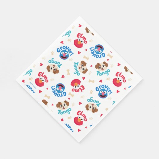 Sesamstraße | Tango, Elmo & Grover Muster Serviette (Ecke)