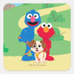 Sesamstraße   Tango mit Grover & Elmo Quadratischer Aufkleber