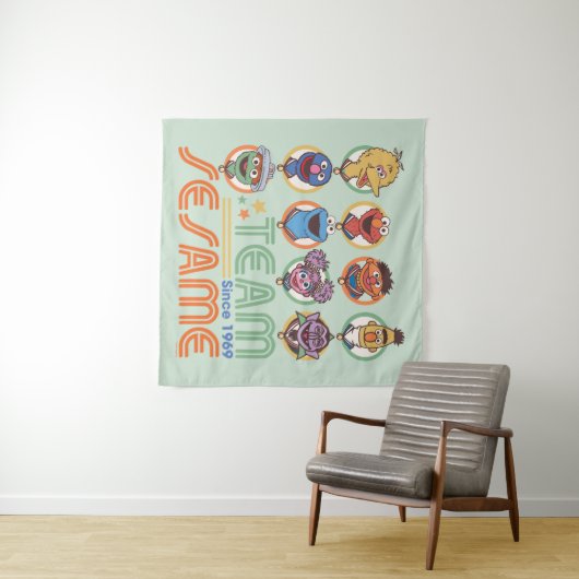 Sesamstraße | Team Sesame Seit 1969 Wandteppich (Beispiel (Horizontal))