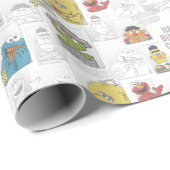 Sesamstraße | Vintage-Comic-Muster Geschenkpapier (Rolleneckpunkt)