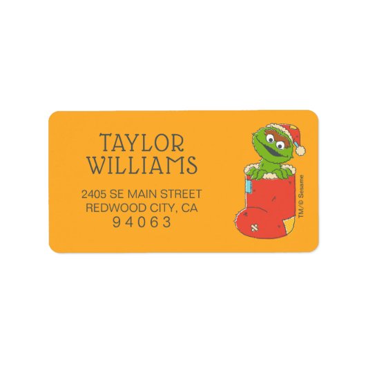 Sesamstraße | Vintager Oscar im Strumpf Adressaufkleber (Vorne)