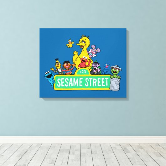 Sesamstraße | Vollfarbige Pals Leinwanddruck (Insitu (Holzboden))