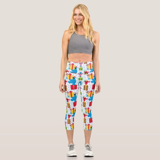 Sesamstraße Weihnachten präsentiert Muster Capri Leggings (Vorderseite)