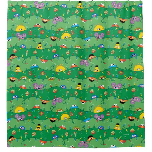 Sesamstraße Weihnachtsmuster Duschvorhang (Vorderseite)