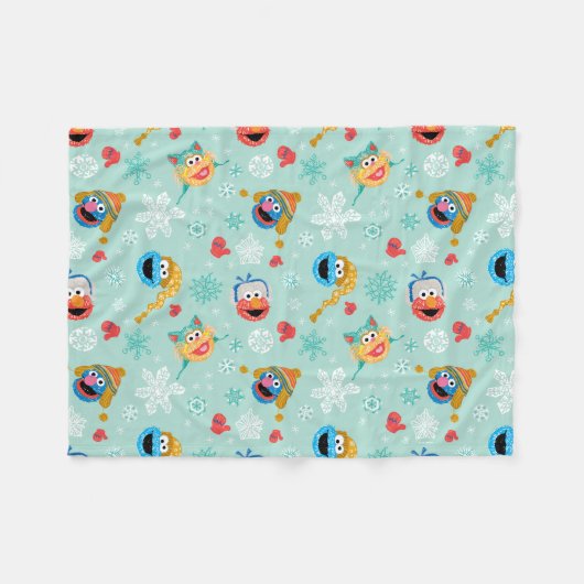 Sesamstraße Winter Pattern Fleecedecke (Vorderseite (Horizontal))