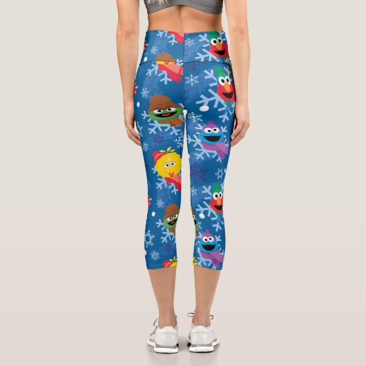 Sesamstraße Winterschneeflockenmuster Capri Leggings (Rückseite)
