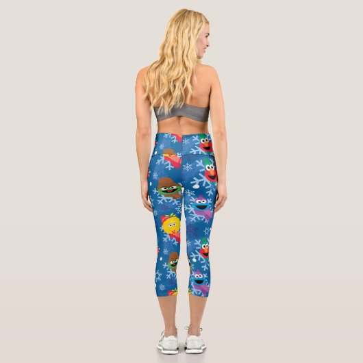 Sesamstraße Winterschneeflockenmuster Capri Leggings (Rückseite)