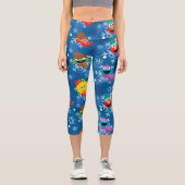 Sesamstraße Winterschneeflockenmuster Capri Leggings (Vorderseite)