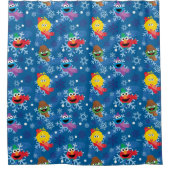 Sesamstraße Winterschneeflockenmuster Duschvorhang (Vorderseite)