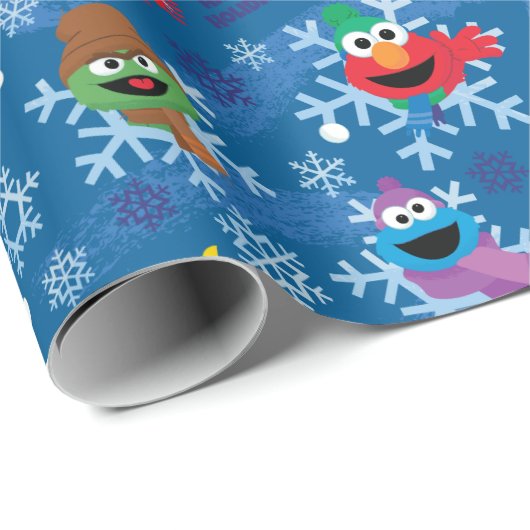 Sesamstraße Winterschneeflockenmuster Geschenkpapier (Rolleneckpunkt)