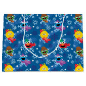 Sesamstraße Winterschneeflockenmuster Große Geschenktüte (Vorderseite)