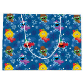 Sesamstraße Winterschneeflockenmuster Große Geschenktüte (Rückseite)
