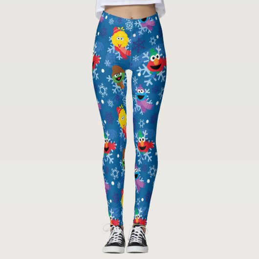 Sesamstraße Winterschneeflockenmuster Leggings (Vorderseite)