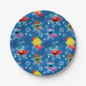 Sesamstraße Winterschneeflockenmuster Pappteller (Vorderseite)