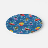 Sesamstraße Winterschneeflockenmuster Pappteller (Schrägansicht)