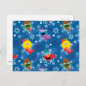 Sesamstraße Winterschneeflockenmuster Postkarte (Vorne/Hinten)