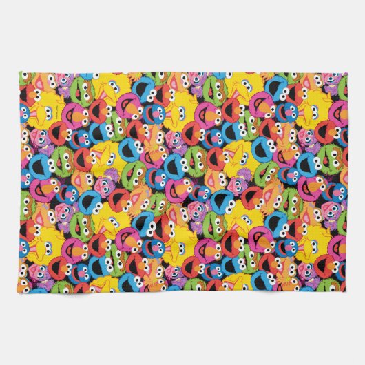 Sesamstraße-Zeichen gegenüber Muster Geschirrtuch (Horizontal)