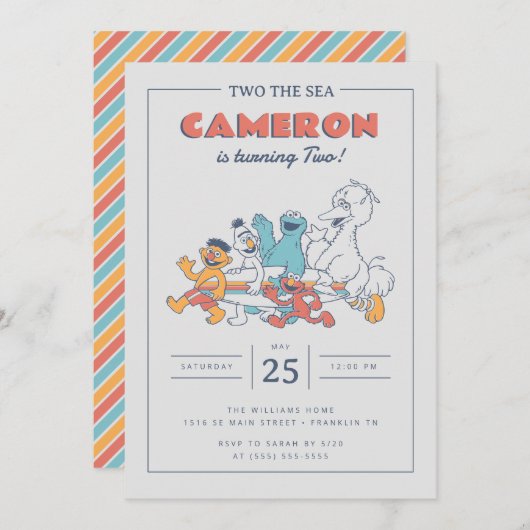 Sesamstraße | Zwei SeSummer Birthday Einladung (Vorne/Hinten)