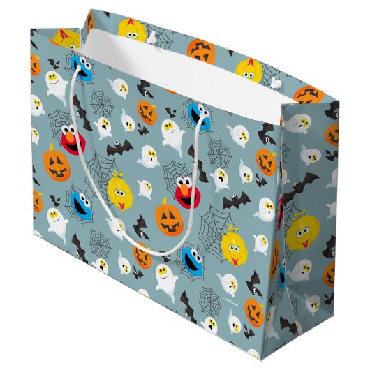 SesamStreet Niedlich Halloween Pattern Große Geschenktüte (Rückseite Schrägansicht)