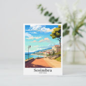 Sesimbra Portugal Art Vintage Postkarte (Stehend Vorderseite)