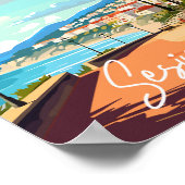 Sesimbra Portugal Vintage-Illustration Poster (Ecke)