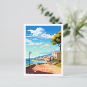 Sesimbra Portugal Vintage-Illustration Postkarte (Stehend Vorderseite)