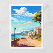 Sesimbra Portugal Vintage-Illustration Postkarte (Vorderseite)