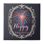 Sesquicentennial-Feuerwerk im Vintage-Rahmen Fliese (Vorderseite)