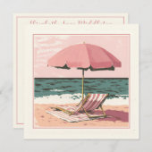 Sessel und Regenschirm aus Rosa und Creme Mitteilungskarte (Vorne/Hinten)