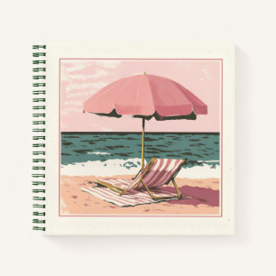 Sessel und Regenschirm aus Rosa und Creme Notizblock