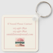 Sessel und Regenschirm aus Rosa und Creme Schlüsselanhänger (Rückseite)