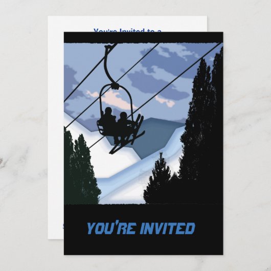 Sessellift Voll der Skifahrer Einladung (Vorne/Hinten)